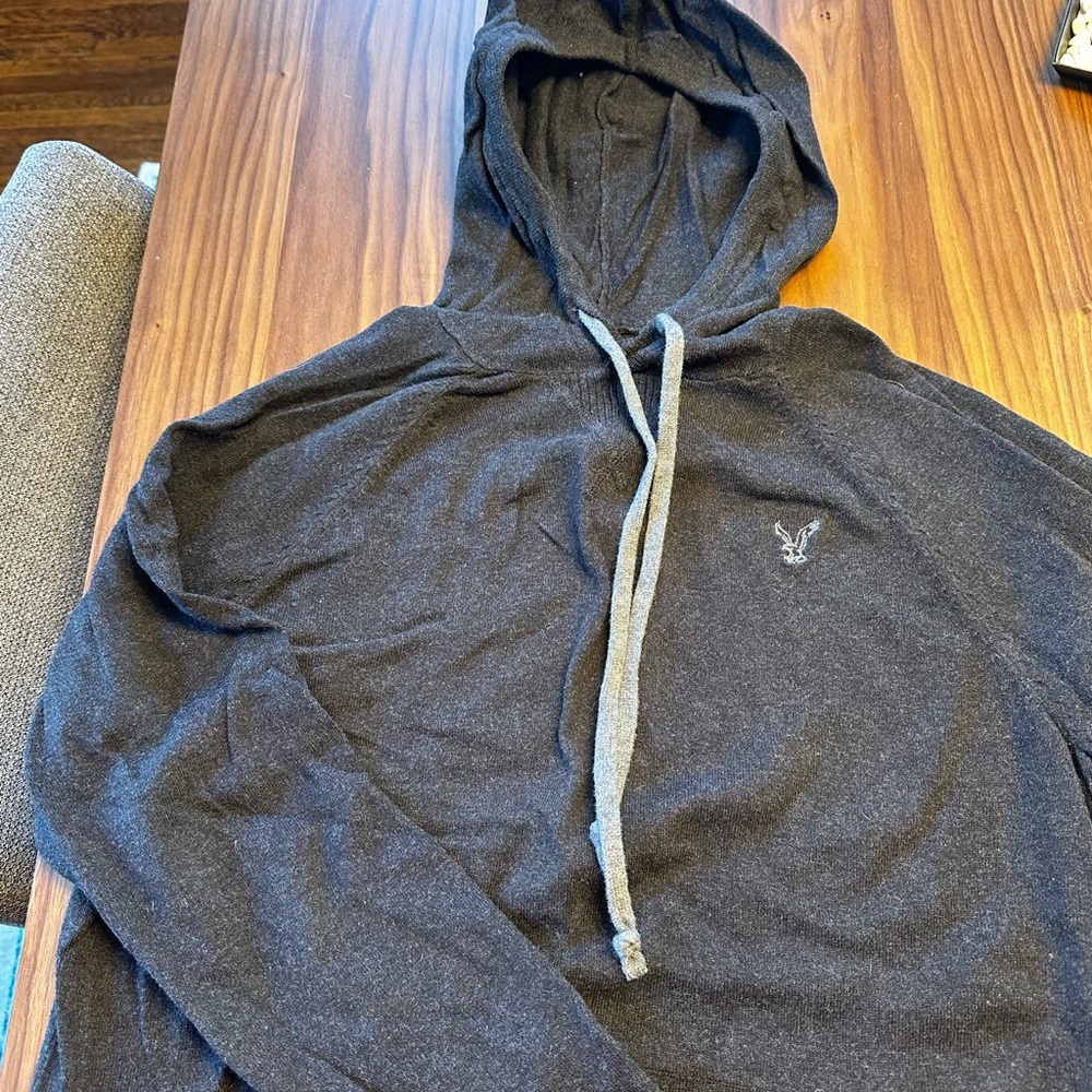 American Eagle Outfitters Charcoal Hooded Sweater